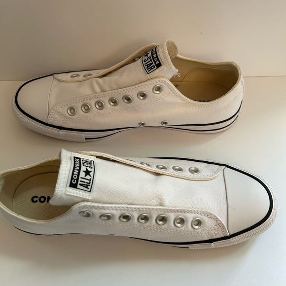 BRAND NEW CONVERSE UNISEX WHITE CANVAS NO LACE ALL STAR SLIP ON SNEAKER - Picture 5 of 8
